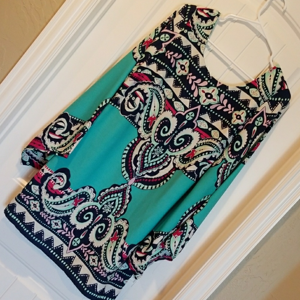 Paisley bell sleeve dress